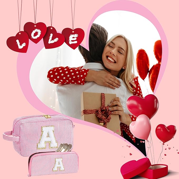 YOOLIFE Gifts for Teen Girls - Personalized Initial Makeup Bag, Birthday Gifts for Women Sister Friend Daughter Girls Kids