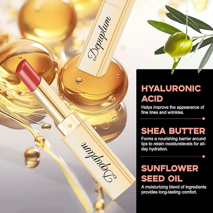 Purple Lipstick for Women Hydrate Glossy Lipstick Moisture Lip Gloss Sheer-Medium Coverage Shine Tinted Lip Balm for Dry Lips, DM90 Purple