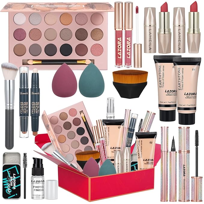 Makeup Kit for Teenagers Makeup Sets for Teens Makeup Gift Set for Girls 10-12 Makeup Kit Include 18 Color Eyeshadow Palette Foundation & Face Gift Set