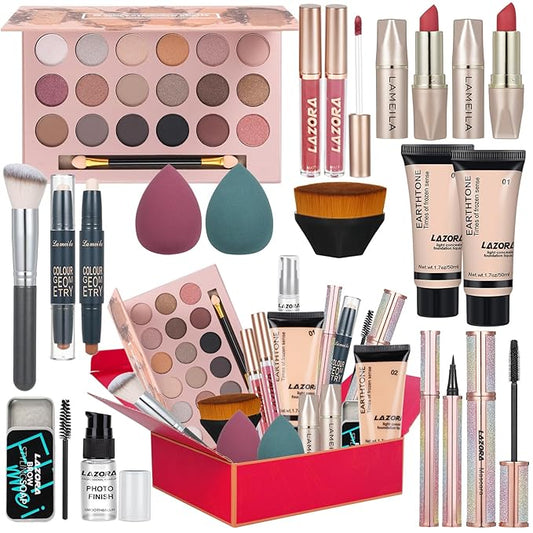 Makeup Kit for Teenagers Makeup Sets for Teens Makeup Gift Set for Girls 10-12 Makeup Kit Include 18 Color Eyeshadow Palette Foundation & Face Gift Set