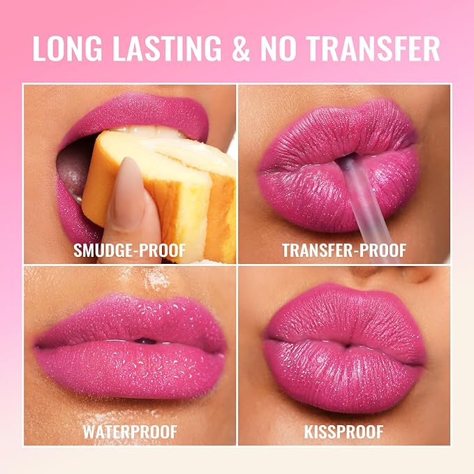 Oulac Matte Pink Lipstick for Women, Long Lasting Liquid Lip Stick High Impact Lip Gloss Full Coverage Lip Makeup with Vitamin E Waterproof Formula,Vegan M34