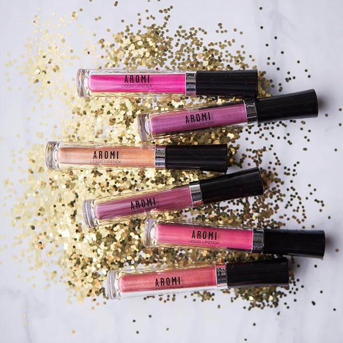 Aromi Burnt Pumpkin Metallic Liquid Lipstick | Orange Gold Lip Color with Shimmery Finish, Vegan, Cruelty-free, Long-lasting, Waterproof (Chewy Apricot)