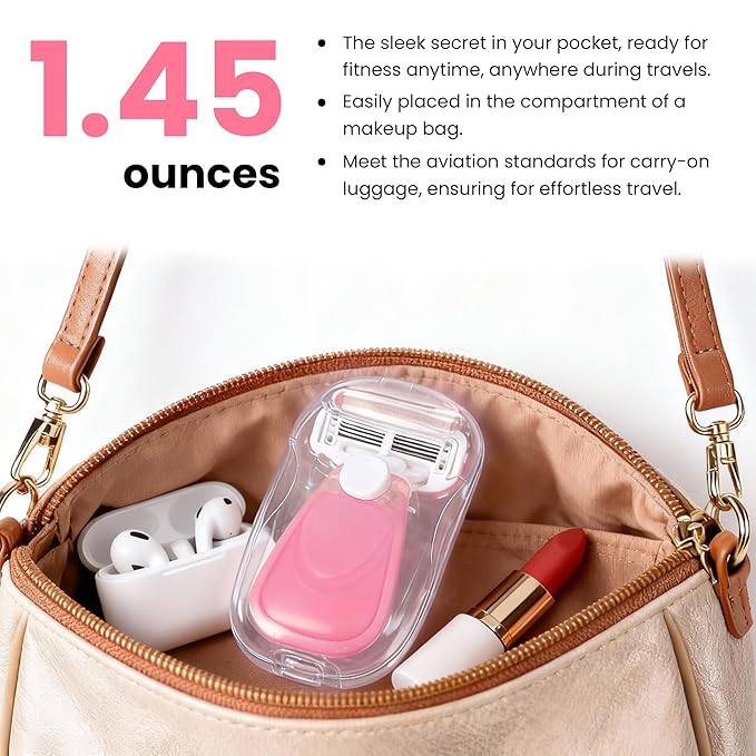 Women Razors moisturizing bar for Sensitive Skin, Travel Razors Shaving Kit Essential - 5-Blade for Sensitive Skin - Bikini, Legs, Underarms - 1 Handle & 3 Refill Cartridges - Pink