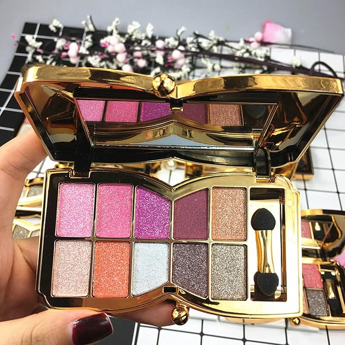 Glitter Eyeshadow Palette, 10 Colors Sparkle Shimmer & Matte Eye Shadow Highly Pigmented Waterproof Long Lasting Makeup Set (Color 7)