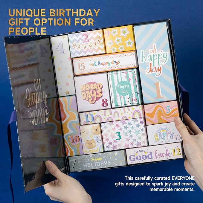 Birthday Gifts for Women, Birthday Spa Gift Basket for Women, Luxury Birthday Spa Gift Box 15 Days Spa Basket Set, Bath & Body Teens Girls Fun Surprise Box, Self Care Box Skin Care Set