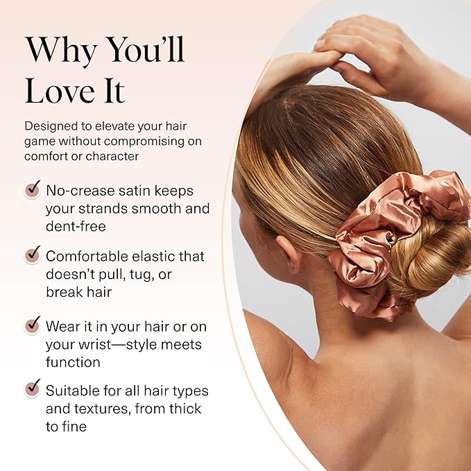 Kitsch & Disney Satin Scrunchies for Women - No Crease Hair Ties for Girls | Big Scrunchies with All Hair Types and Textures, Perfect for Day or Night | Ideal Gifts for Women - 2 Pcs, Desert Crown