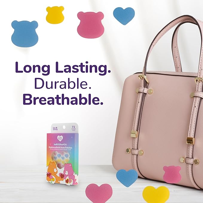 BioSwiss Care Bears Pimple Patches, Hydrocolloid Acne Patch for Zits and Blemishes, Face and Skin Stickers, 72 Count