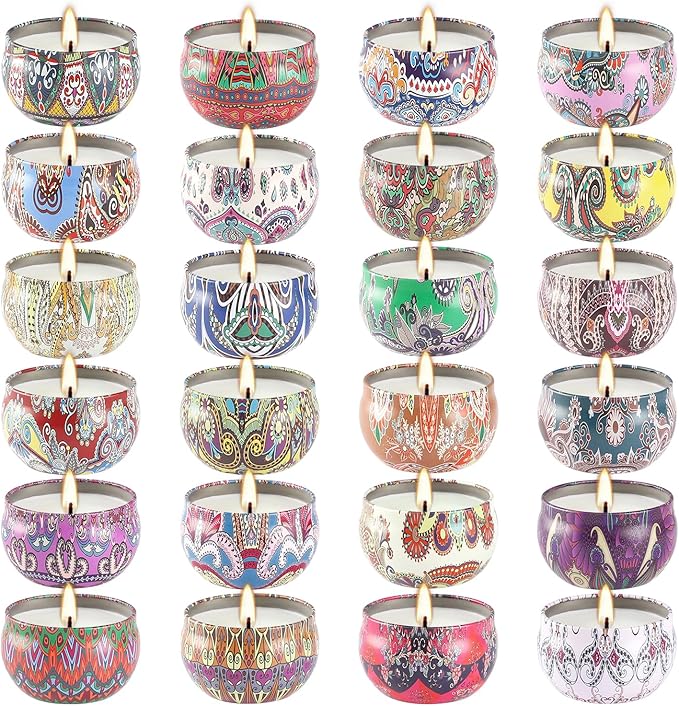 Scented Candles Gift Set, 2.5 oz Soy Wax Aromatherapy Candle for Home, Romantic Candles Gift for Mother Day Christmas Valentines Birthday (24 Pack)
