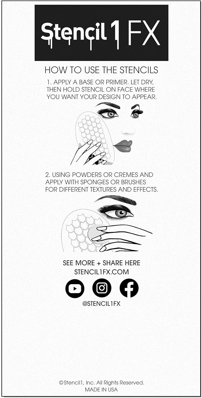 Stencil1FX - Mermaid Scales Eye Makeup Stencil for Costumes, Dress Up, Halloween, Cosplay, Arts, Face Painting