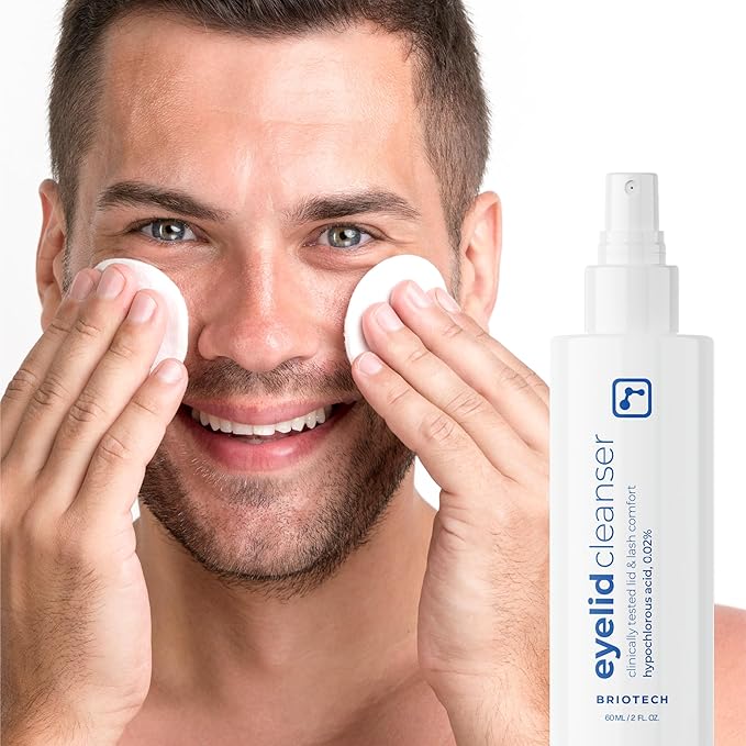 BRIOTECH Eyelid Cleanser, Hypochlorous Acid Spray, Lid & Eyelash Cleanser, Soothe Sensitivities, Calm Redness & Bumps, Support Against Irritation, Vegan, Travel Size 2 Fl oz (2 Pack)