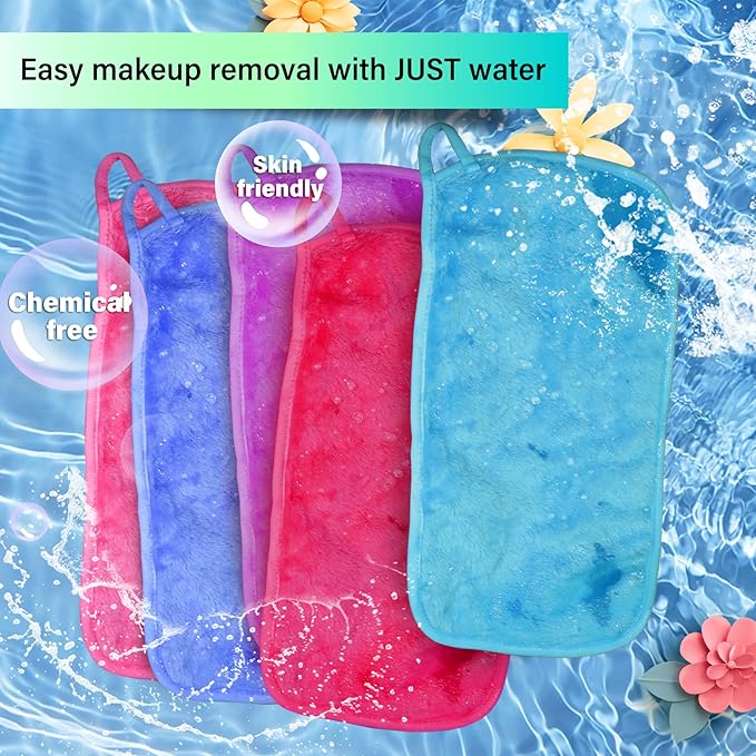 Nugilla Makeup Remover Cloth, 5 Packs Reusable Microfiber Makeup Remover Towels, Face Towel for Women
