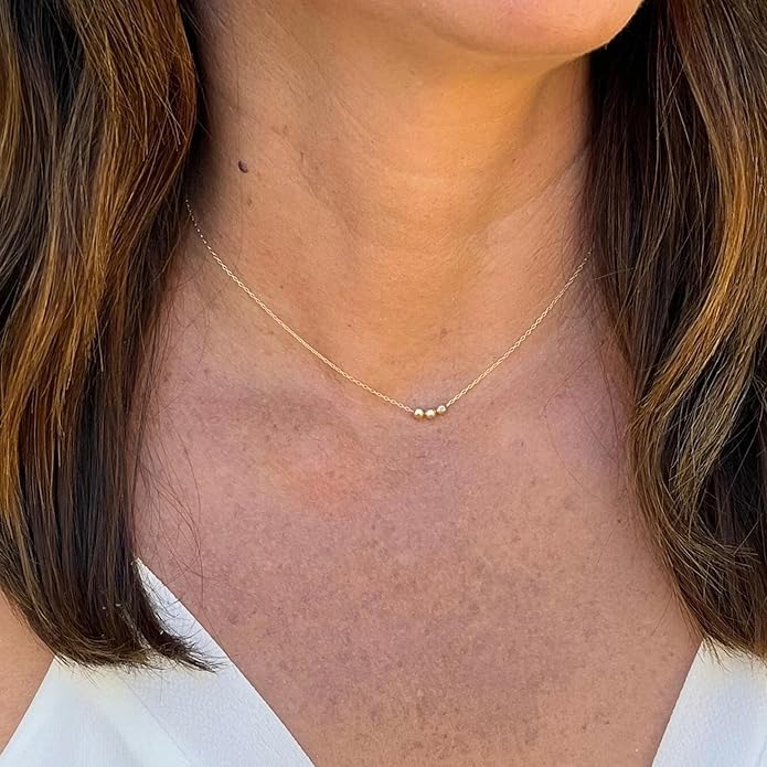 Dainty Gold Heart Necklace for Women - 14K Gold/Silver Plated Cute Heart Handmade Disc Circle Bee Choker Adjustable Necklace for Women Trendy Jewelry