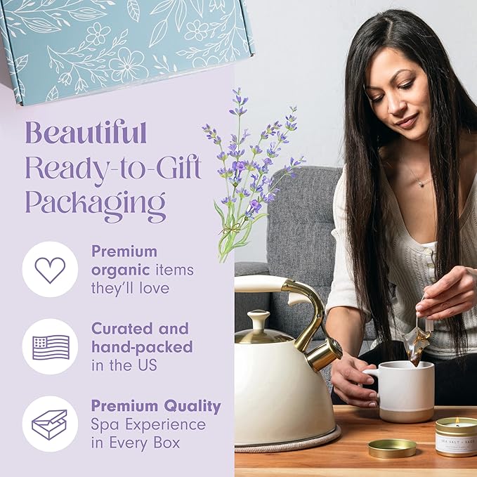 Unboxme Lavender Spa Gift Set - Relaxation Gifts for Women with Candle & Bath Bombs - Perfect Self-Care Gift for Women, Birthdays, Christmas, Get Well Soon, or Valentine's Day