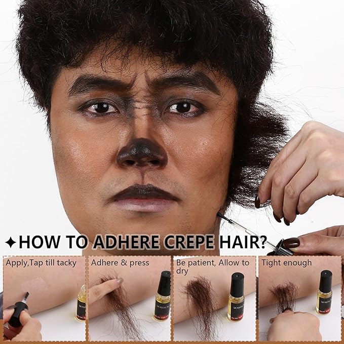 Halloween Werewolf Makeup Kit, Wolf-man SFX Make Up Kits Character Set with Face Paint, Crepe Hair & Fake Blood for Special Effects Costume Makeup, Theater, Cosplay & Party