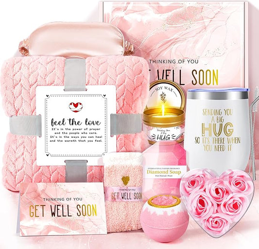 14PCS Get Well Soon Gift Baskets for Women, Birthday Baskets, Get Well Soon Gifts for Women After Surgery, Birthday Thinking of You Mothers Day Gifts for Mom Her Friend Sister Wife