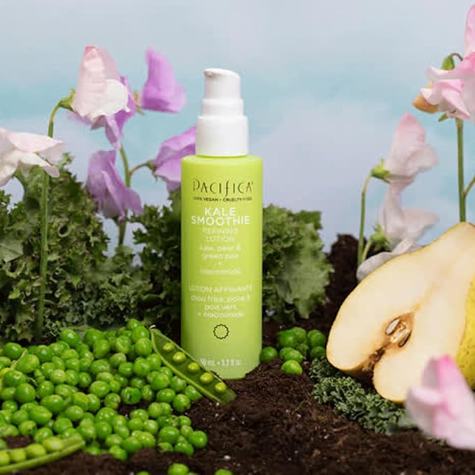 Pacifica Kale Smoothie Face Lotion, Refining Skincare, Face Moisturizer, Niacinamide, Vitamin C and E, Minimize Pores, Face Serum, For All Skin Types, Oily, Combination, Vegan, 1.7 fl oz (1 Count