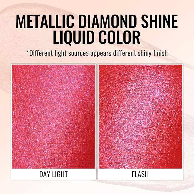 Oulac Red Lipsticks for Women Metallic Lipstick, Long Lasting Lip Gloss Waterproof, Glitter Lipstick Lip & Eye 2 IN 1, High Impact Lip Color, No Transfer, Vegan MD07