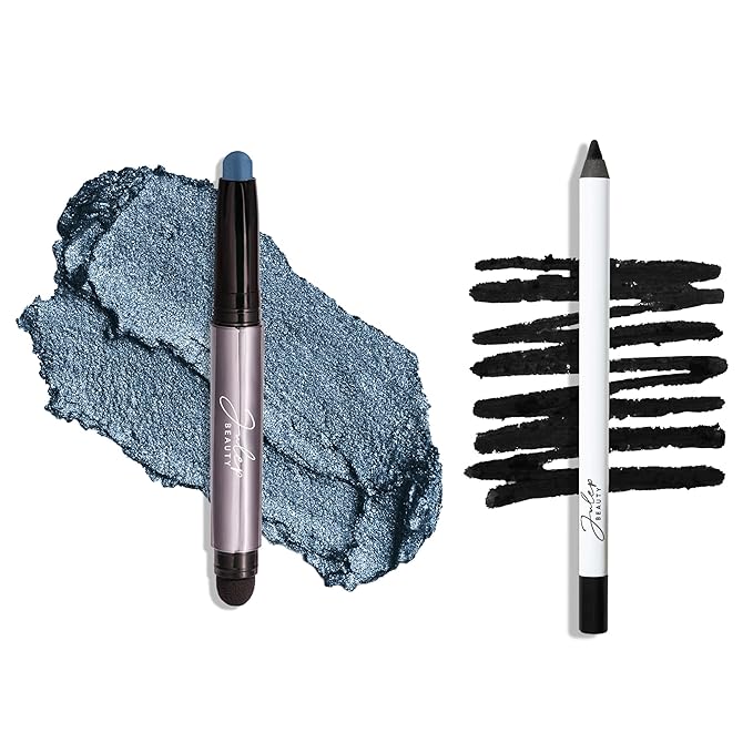 Julep Twice As Nice Eyeshadow Stick and Eyeliner Duo | Includes Eyeshadow 101 Creme-to-Powder Waterproof Shadow Stick, Sapphire Shimmer and All-Day Gel Eyeliner Pencil, Blackest Black