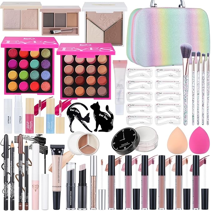 Makeup Kits For Girls Teens, Makeup Gift Set For Women with Eyeshadow Palettes, Brushes, Lip Gloss, Travel Make up Starter Kit For Beginners (C01612)