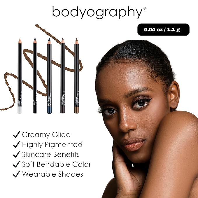 Bodyography Cream Eye Pencil, Midnight Blue - Navy Wooden Eyeliner for Eyes & Eyebrows, Long-Lasting Cruelty-Free Coconut Oil Cosmetic Liner
