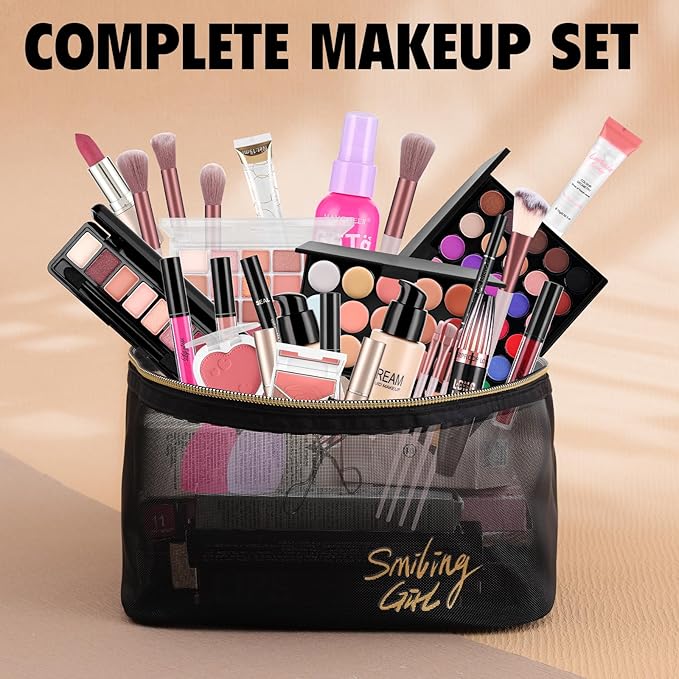 Makeup Set For Women Full Kit Includes Eyeshadow Concealer Palette Lip Gloss Lipstick Eye Pencil Makeup Brushes, All In One Makeup Gift Set For Teen, Girl And Beginner，Stocking Stuffers for Teen Girls