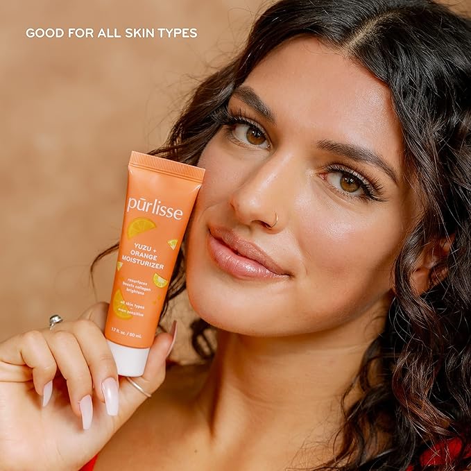 pürlisse Yuzu + Orange Hydrating Face Moisturizer - Vitamin C Face Cream for Radiance & Improved Texture - Boosts Natural Collagen Production & Helps Firm Skin for a Youthful Complexion (1.7 Fl oz)