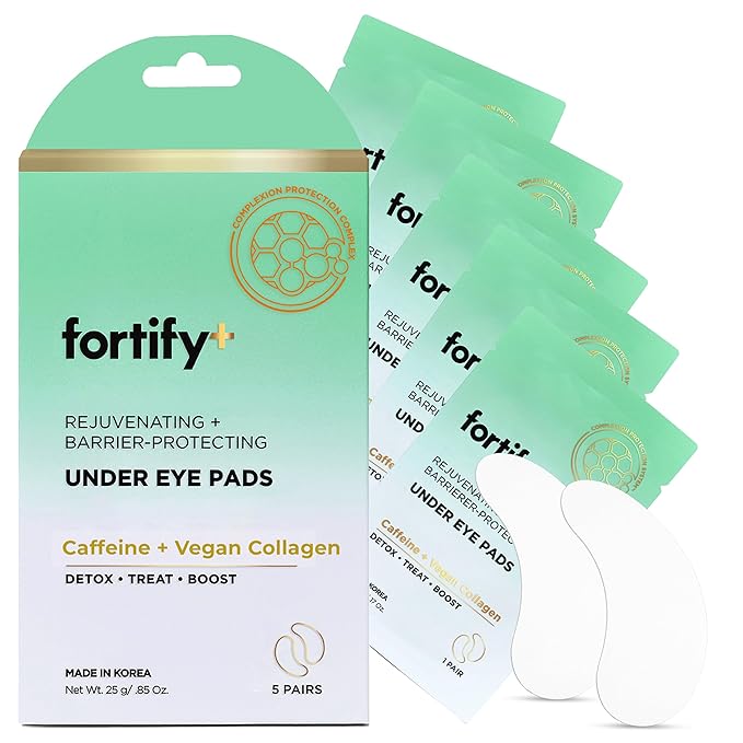 Under Eye Patches with Caffeine & Collagen – 3-in-1: Detox, Treat, Boost – Dermatologist Tested, Korean Skin Care – Depuffing Eye Pads for Wrinkles & Dark Circles – 5 Pairs