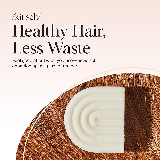 Kitsch Rice Water Conditioner Bar for Hair Growth – Rice Protein Hair Conditioner Bar to Repair Damage, Prevent Split Ends & Boosts Shine – Paraben, Silicone & Sulfate-Free Hair Care - 2.7 oz