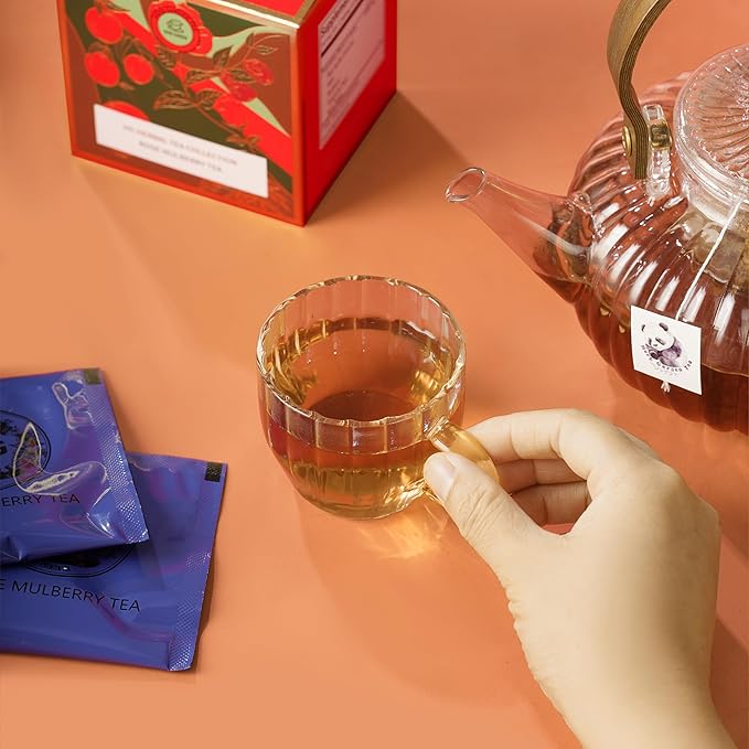 Rose Mulberry Herbal Tea Gift Set – Caffeine-Free Fruit Tea for Immunity, Relaxation, and Wellness | 20 Bags + 100g Rock Sugar | Natural Ingredients | Elegant Holiday Gift Box for Women, Mom, Friends