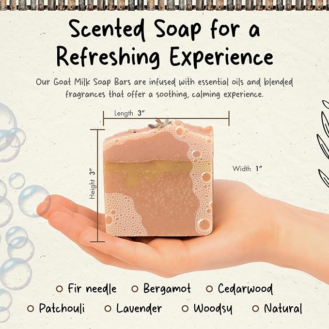 Organic Goat Milk Soap Bar for Face & Body | Handmade with Goat Milk Soap Bar for Sensitive Skin, Essential Oils | Moisturizing Vitamin-Rich Skincare -The Mountain 3 Pack