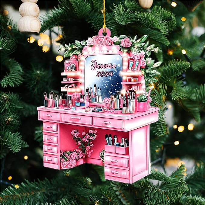 Personalized Makeup Tools Ornament – Custom Beauty Christmas Tree Decoration, Holiday Keepsake Gift for Makeup Artists, Cosmetologists, Beauty Lovers, Salon Owners, Families and Coworkers (MKH3)