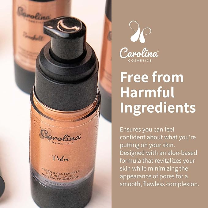 Plant-Based Foundation in Palm Shade - Hydrating, Pore-Minimizing & Buildable Coverage - Vegan, Non-GMO, Gluten-Free, Paraben-Free- Sun Protection - 1Fl Oz