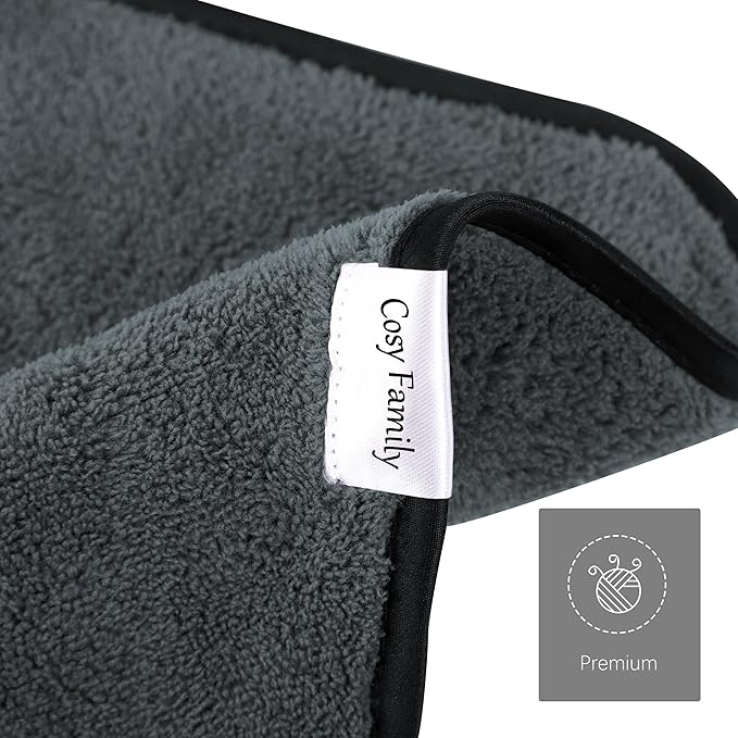 Cosy Family 10 Pack Makeup Remover Wash Cloths - Soft Microfiber Fingertip Facial Cleansing Cloths for Hand and Make Up, 12 x 12 in, Black Grey