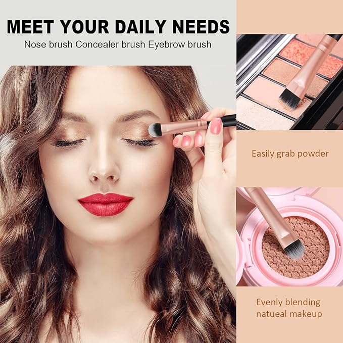 ZOREYA Makeup Brush Set - 15 Pcs Premium Synthetic Foundation Concealers Eye Shadows Make Up Brush,Eyeliner Brushes(RoseGold)