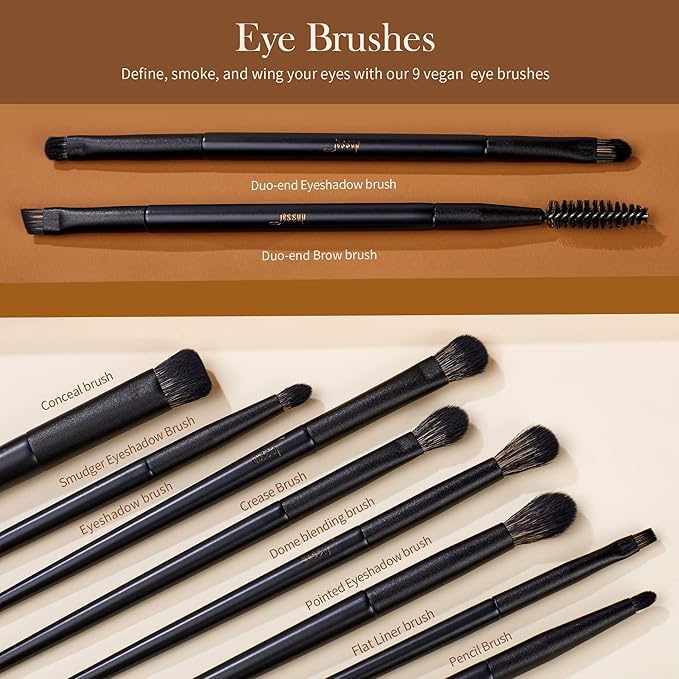 Makeup Brushes Set Jessup Make up Brushes 14Pcs Black Kabuki Foundation Eyeshadow Contour Concealer Powder Eyeliner Crease Eyebrow Blending Brush, T336