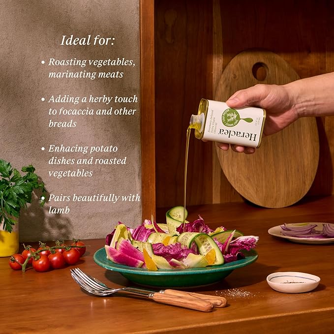 Heraclea - Rosemary Infused - Extra Virgin Olive Oil - Organic Olive Oil - Extra Virgin - Cold Pressed - Polyphenol Rich EVOO - 5.9oz Bottle