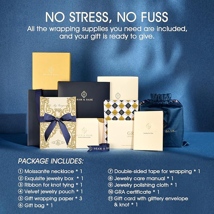 Beam & Bask Pendant Necklace for Wife or Girlfriend, Anniversary Birthday Wedding Moissanite Jewelry for Soulmate Her Women, S925 Sterling Silver