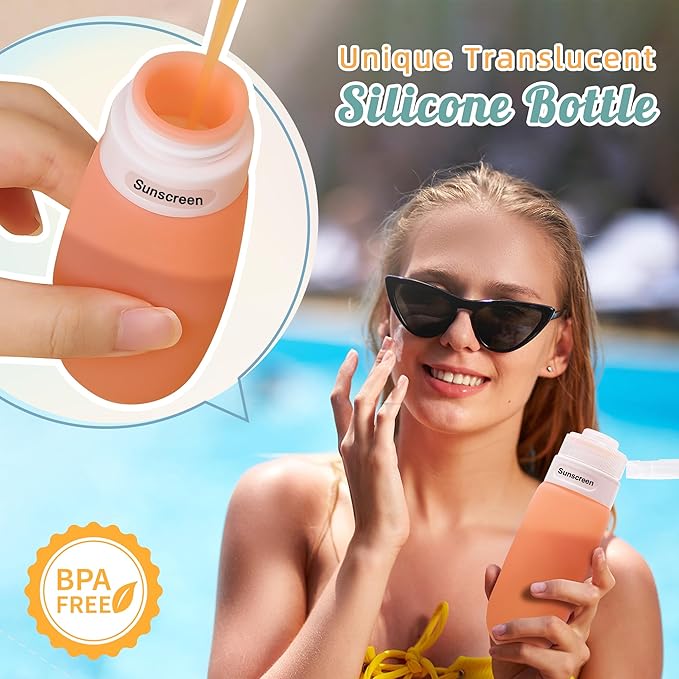 Travel Bottles for Toiletries,3oz Leak Proof Squeezable Travel Size Containers, 5 Pack TSA Approved Travel Essentials for Shampoo Conditioner,Silicone,White Pack