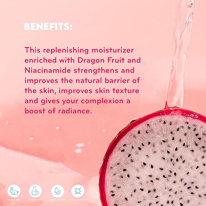 pürlisse Dragonfruit + Niacinamide Hydrating Face Moisturizer - Face Moisturizer for Radiance & Improved Texture - Strengthens Skin Barrier, Reduces Blemishes & Fights Signs of Aging (1.7 Fl oz)