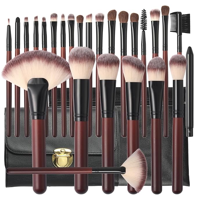 Makeup Brush Set Professional 26-Piece Makeup Brushes Set Premium Synthetic Foundation Powder Concealer Blush Eyeshadow Contour Makeup Brush Set with 2 Brush Bags