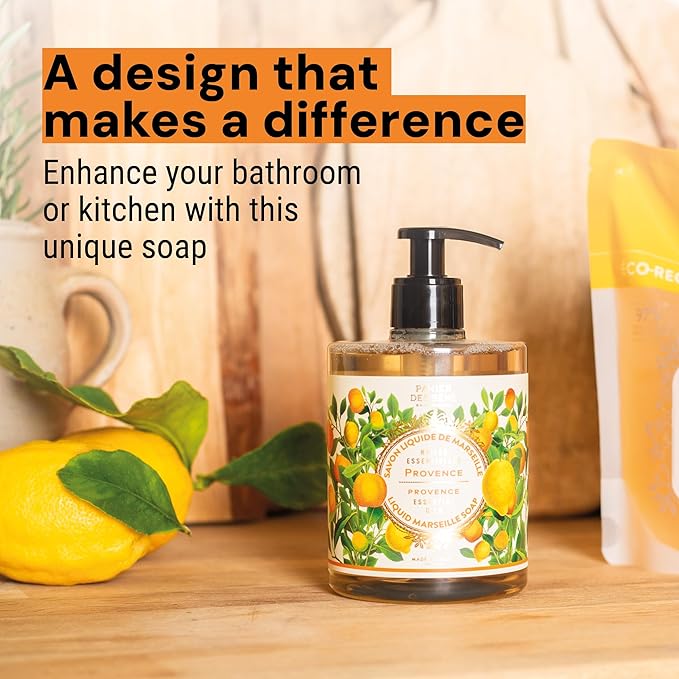 Panier des Sens - Moisturizing Hand Soap - Provence Fresh, Fruity Fragrance - French Savon de Marseille Soap with Coconut Oil - Refillable Kitchen & Bathroom Soap - 16.9 Fl.oz Hand Wash 97% Natural