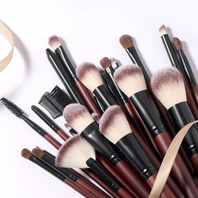 Makeup Brush Set Professional 26-Piece Makeup Brushes Set Premium Synthetic Foundation Powder Concealer Blush Eyeshadow Contour Makeup Brush Set with 2 Brush Bags