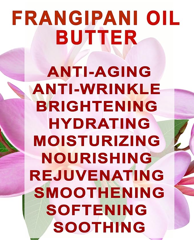 Botanical Beauty FRANGIPANI OIL BUTTER 100% Natural. Frangipani Essential Oil in Shea Nut Butter for FACE, SKIN, BODY, HAIR, NAILS. Beauty Skin Moisturizer Oil Butter. (4 Fl Oz)