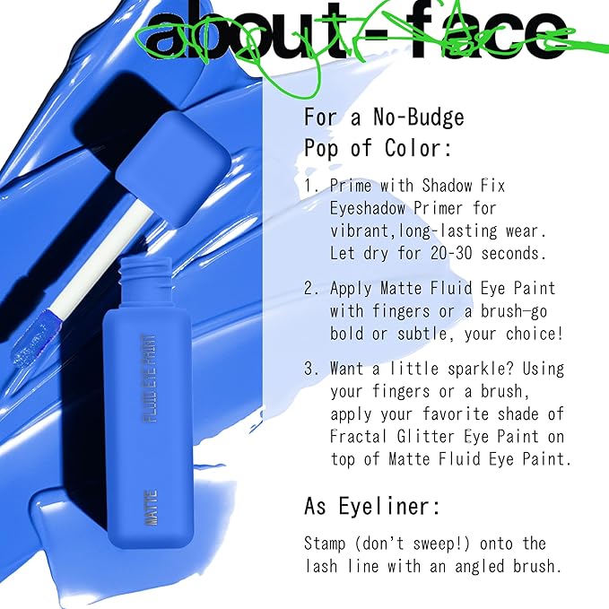 about-face Matte Fluid Eye Paint Sweet Disposition – High-Pigment Liquid Eyeshadow, Long-Lasting, No-Budge Matte Finish, Vegan & Cruelty-Free (Cornflower Blue)