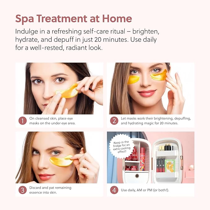 QUIA Hydrogel Eye Patches with Collagen – Depuff, Smooth Fine Lines & Hydrate in 15 Minutes – No-Slip, Soothing Formula – 20 Pairs for All Skin Types