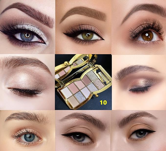 Glitter Eyeshadow Palette, 10 Colors Sparkle Shimmer & Matte Eye Shadow Highly Pigmented Waterproof Long Lasting Makeup Set (Color 10)