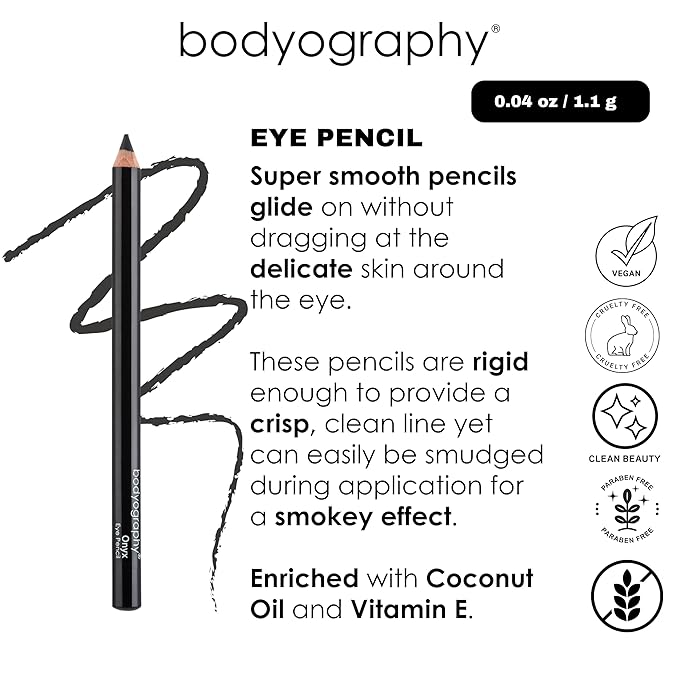 Bodyography Cream Eye Pencil, Midnight Blue - Navy Wooden Eyeliner for Eyes & Eyebrows, Long-Lasting Cruelty-Free Coconut Oil Cosmetic Liner