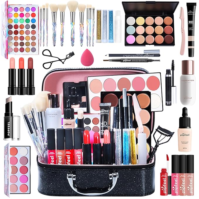 FantasyDay All-in-one Holiday Make up Gift Set | Makeup Kit for Women Full Kit Essential Starter Bundle Include Eyeshadow Palette Lipstick Blush Foundation Concealer Face Powder Mascara Lipgloss Brush