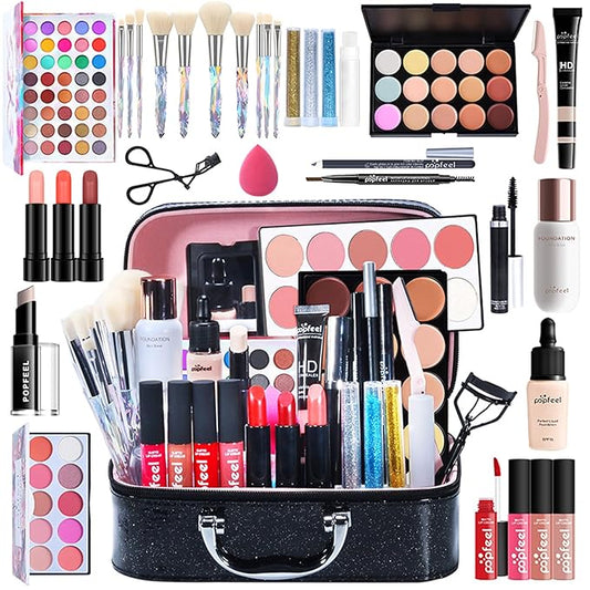 FantasyDay All-in-one Holiday Make up Gift Set | Makeup Kit for Women Full Kit Essential Starter Bundle Include Eyeshadow Palette Lipstick Blush Foundation Concealer Face Powder Mascara Lipgloss Brush