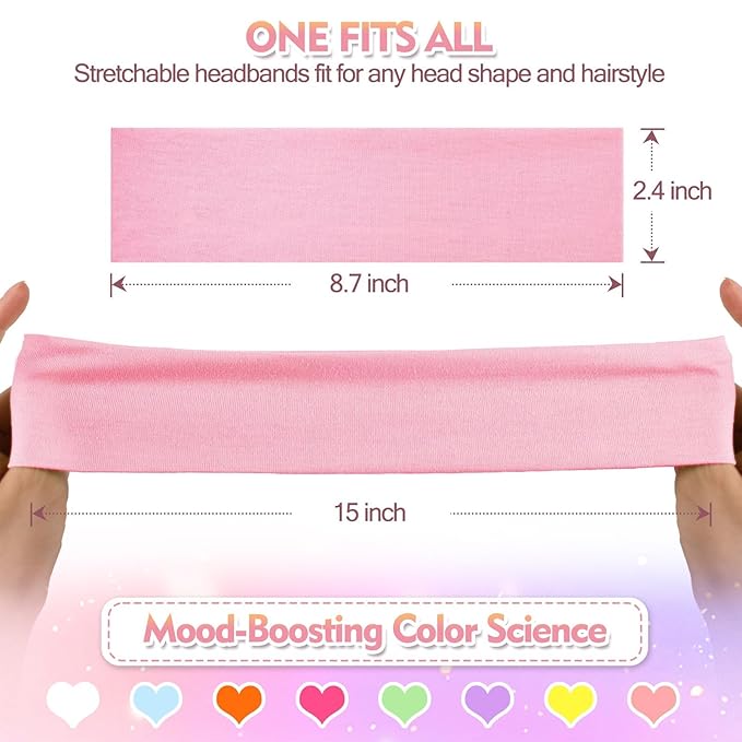 Stocking Stuffers for Teen Girls Women, 8Pcs Headbands for Women, Woman Gift for Her Neon Head Bands Hair Accessories Stretchy Soft hairband Valentines Day Gf Christmas Gifts Easter Basket Stuffers